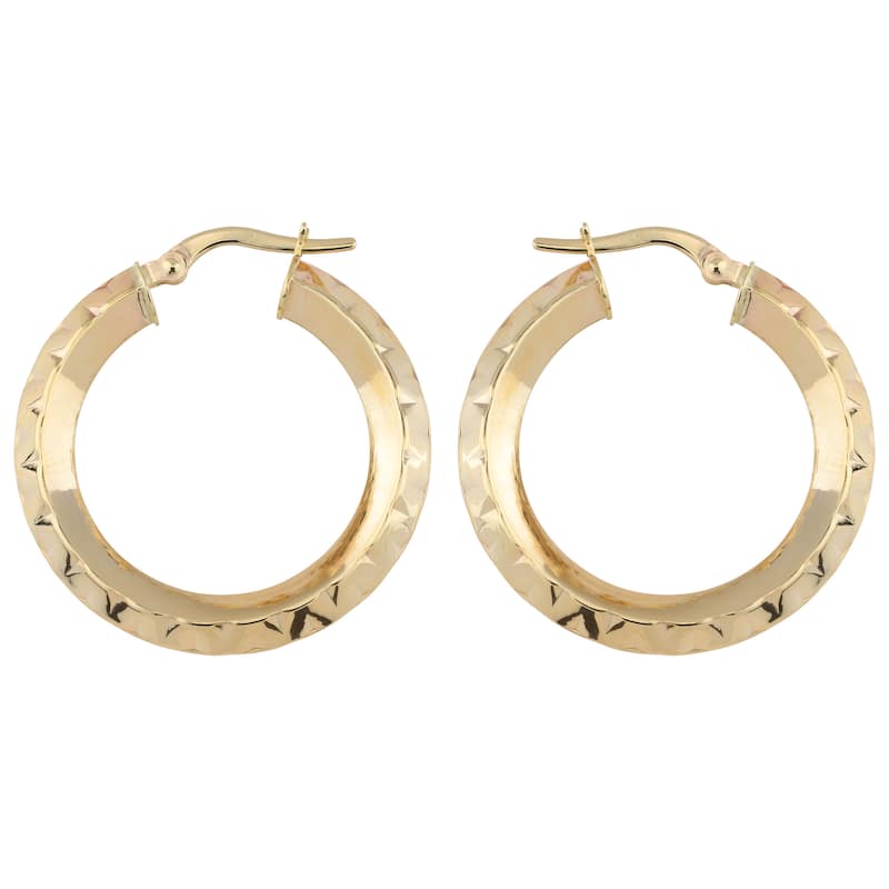 Fremada 10k Yellow Gold Diamond-cut Knife Edge Hoop Earrings