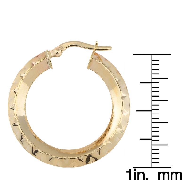 Fremada 10k Yellow Gold Diamond-cut Knife Edge Hoop Earrings