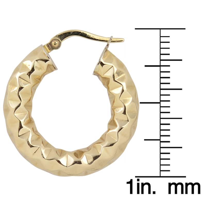 Fremada 10k Yellow Gold 5x15-mm Diamond-cut Round Hoop Earrings