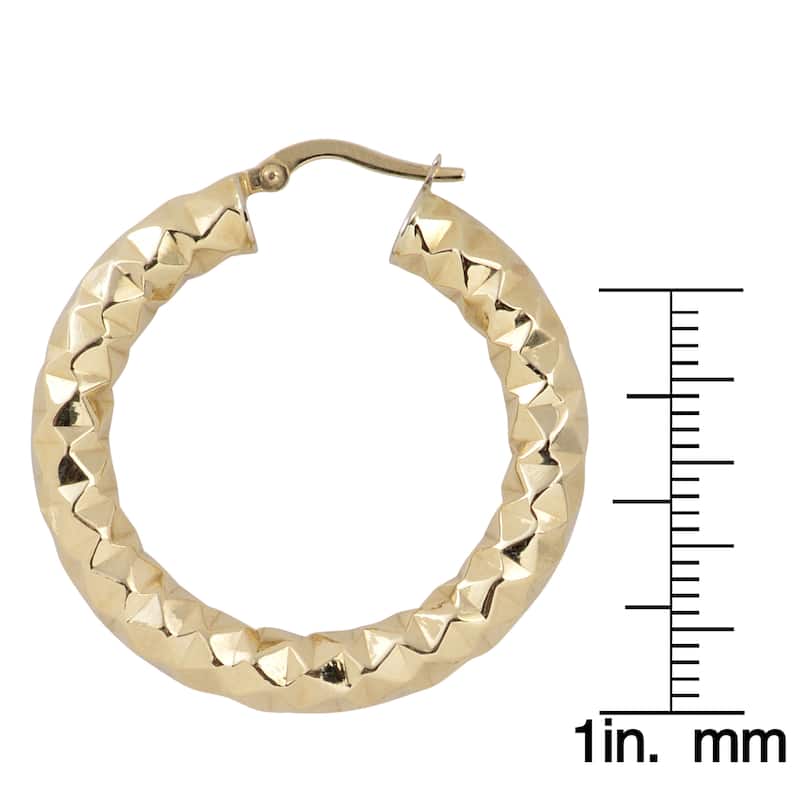 Fremada 10k Yellow Gold 5x25-mm Diamond-cut Round Hoop Earrings