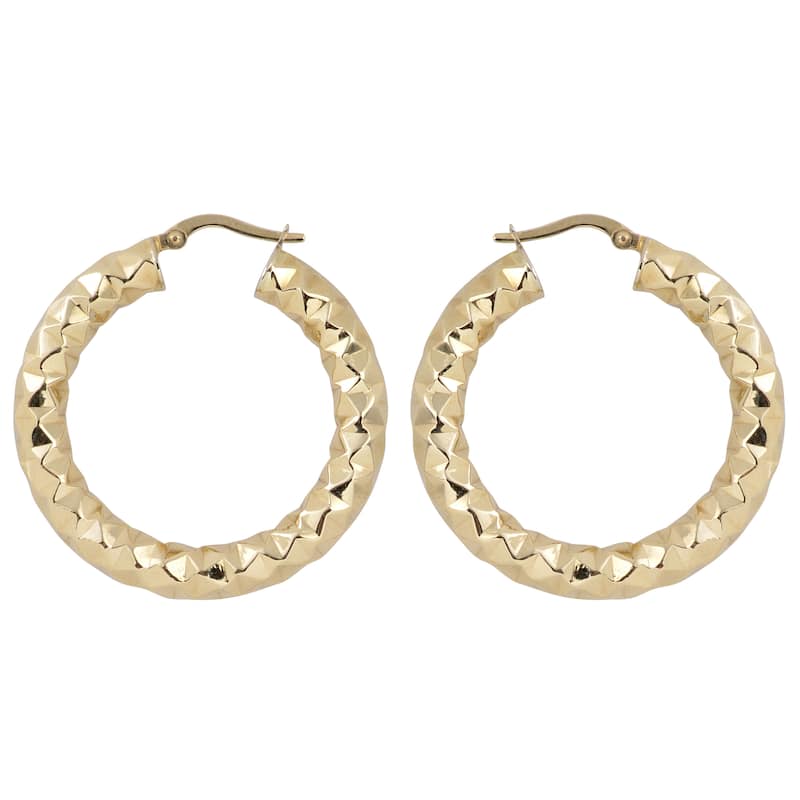 Fremada 10k Yellow Gold 5x25-mm Diamond-cut Round Hoop Earrings