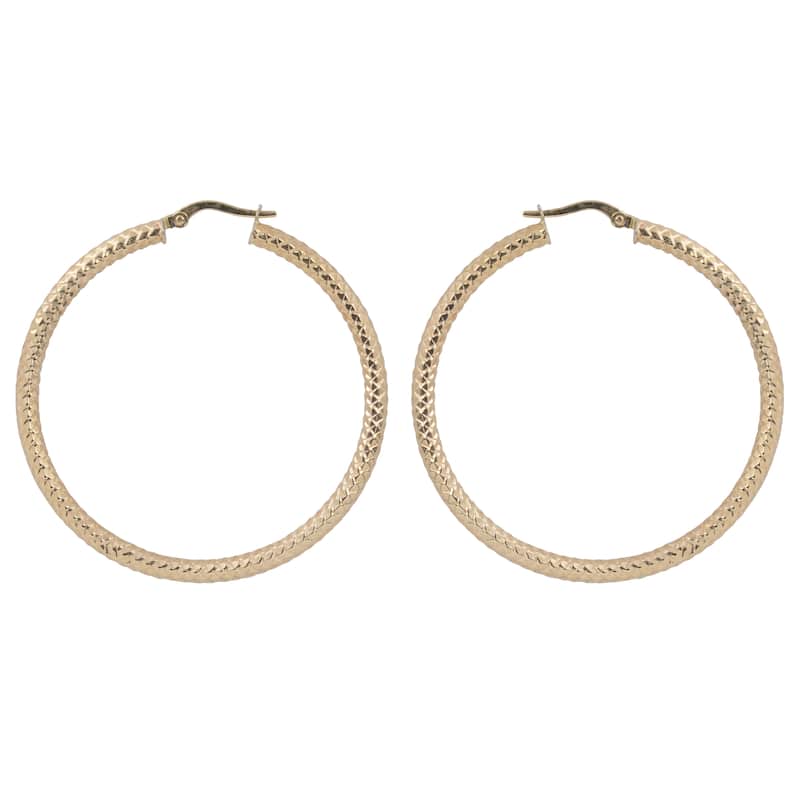 Fremada 10k Yellow Gold Diamond-cut Round Hoop Earrings