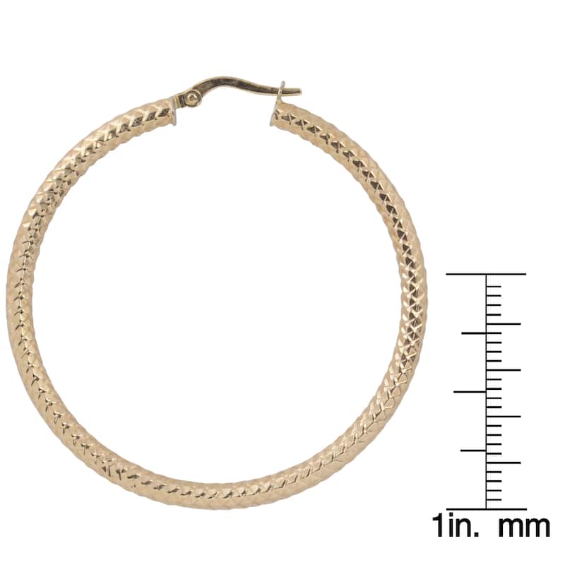 Fremada 10k Yellow Gold Diamond-cut Round Hoop Earrings