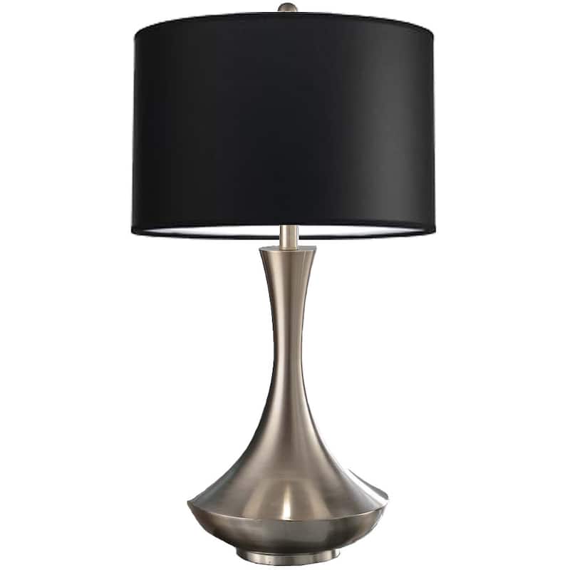 Artiva USA Aladdin Contemporary 30-inch Brushed Steel Compact Fluorescent Table Lamp with Black Shade