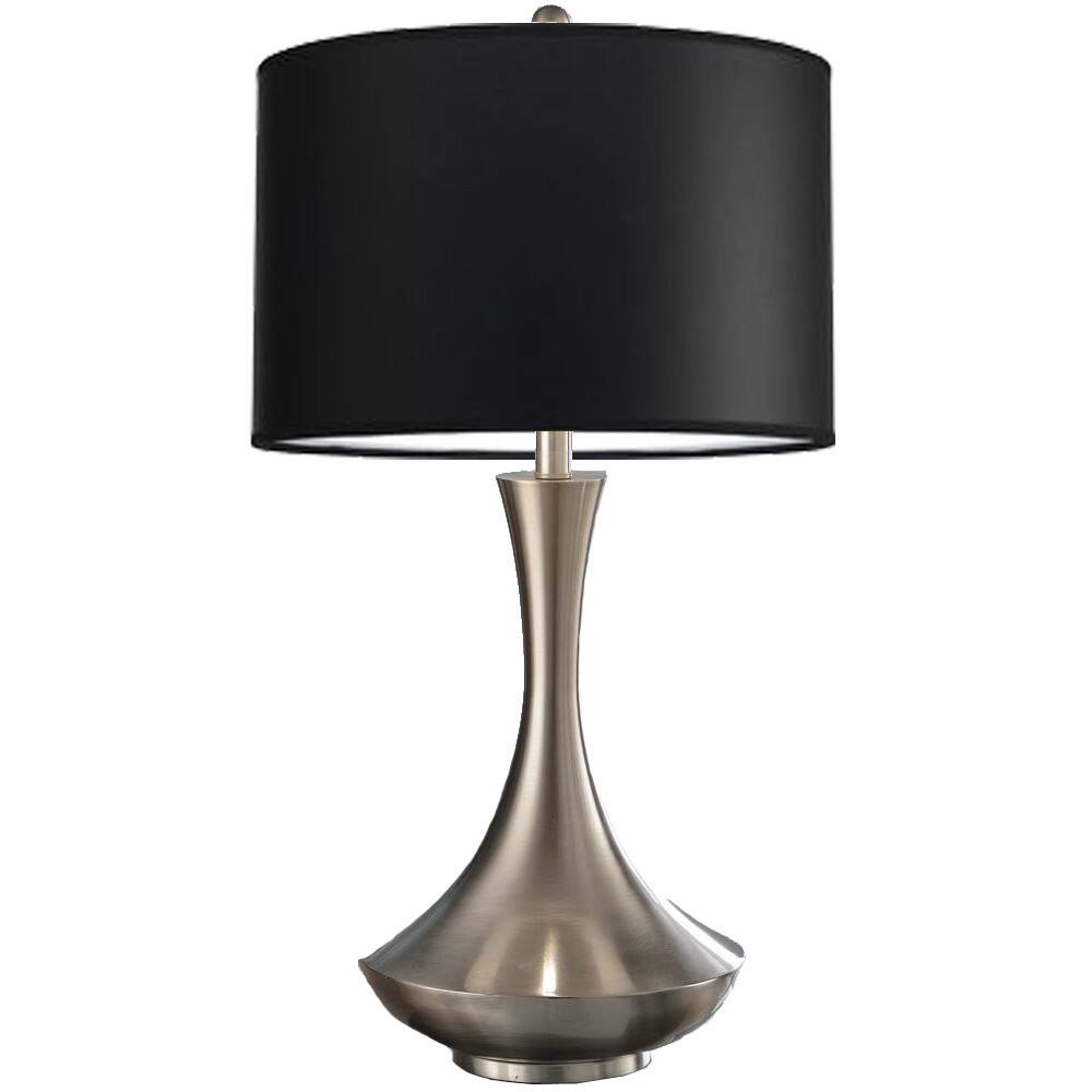 Artiva USA Aladdin Contemporary 30-inch Brushed Steel Compact Fluorescent Table Lamp with Black Shade