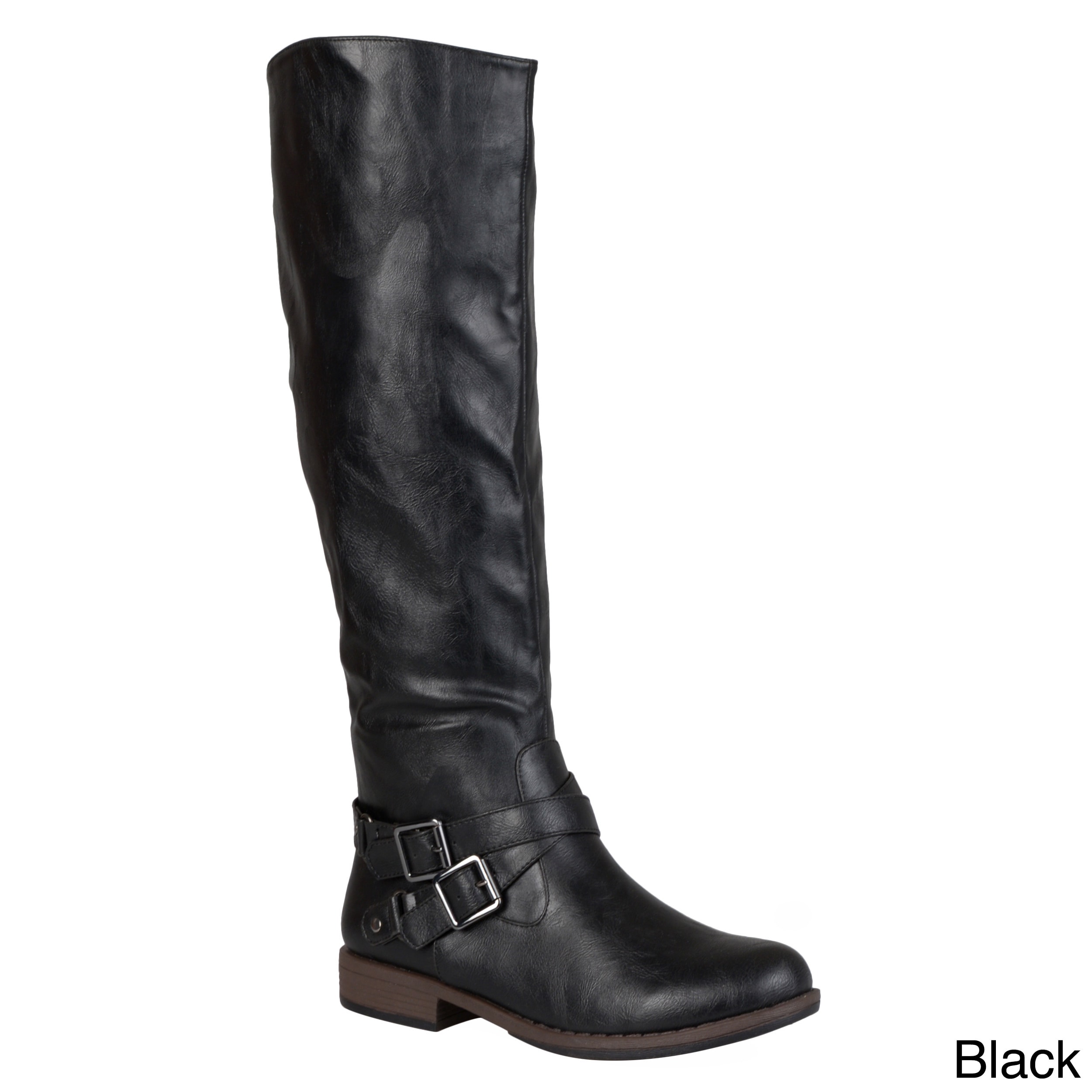 black wide calf boots