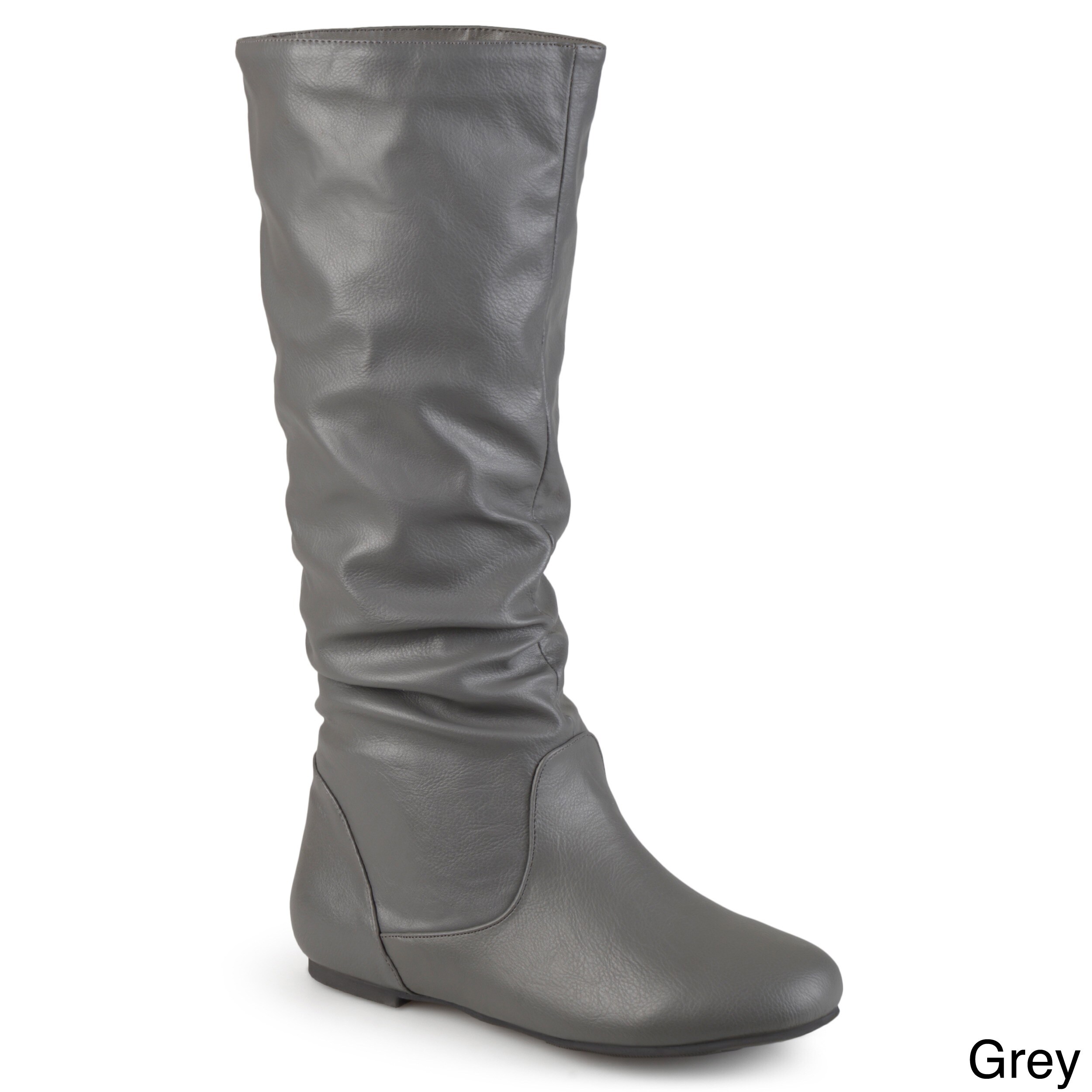 Wide-calf Mid-Calf Slouch Riding Boots 