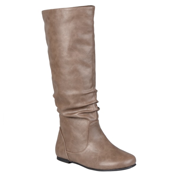 mid calf leather slouch boots