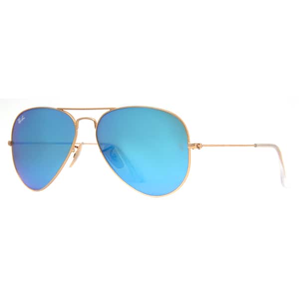 Ray Ban Aviator Rb 35 Unisex Gold Frame Blue Mirror Lens Sunglasses Overstock