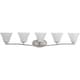preview thumbnail 1 of 2, Progress Lighting Silvertone Bravo Collection 5-light Brushed Nickel Bath Light