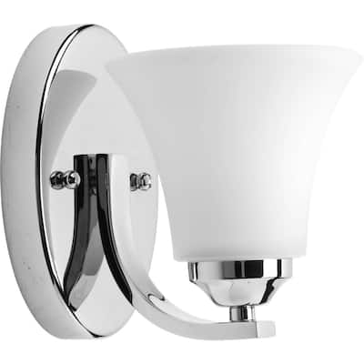 Adorn Collection 1-Light Polished Chrome Etched Glass Traditional Bath Vanity Light