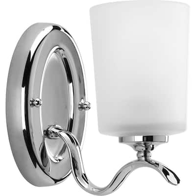 Inspire Collection 1-Light Polished Chrome Etched Glass Traditional Bath Vanity Light