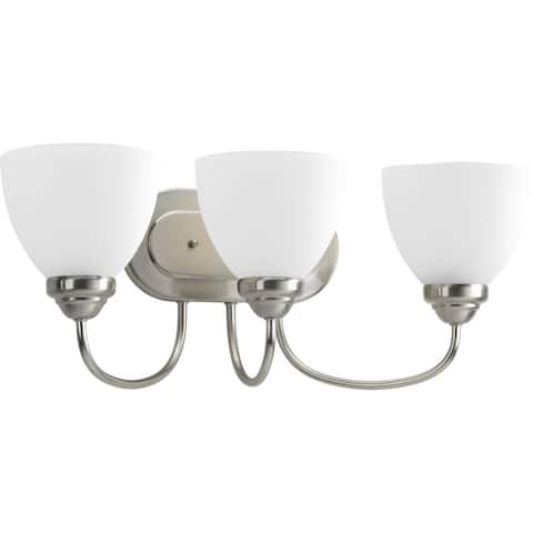 Progress Lighting Silvertone Heart Collection 3-light Brushed Nickel Bath Light