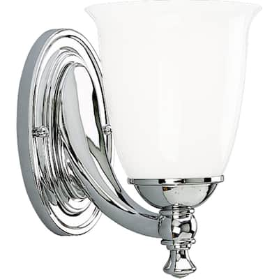 Victorian Collection 1-Light Polished Chrome White Opal Glass Farmhouse Bath Vanity Light