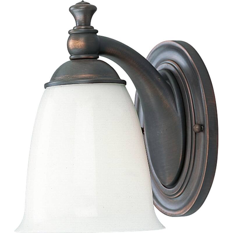 Victorian Collection 1-Light Venetian Bronze White Opal Glass Farmhouse Bath Vanity Light