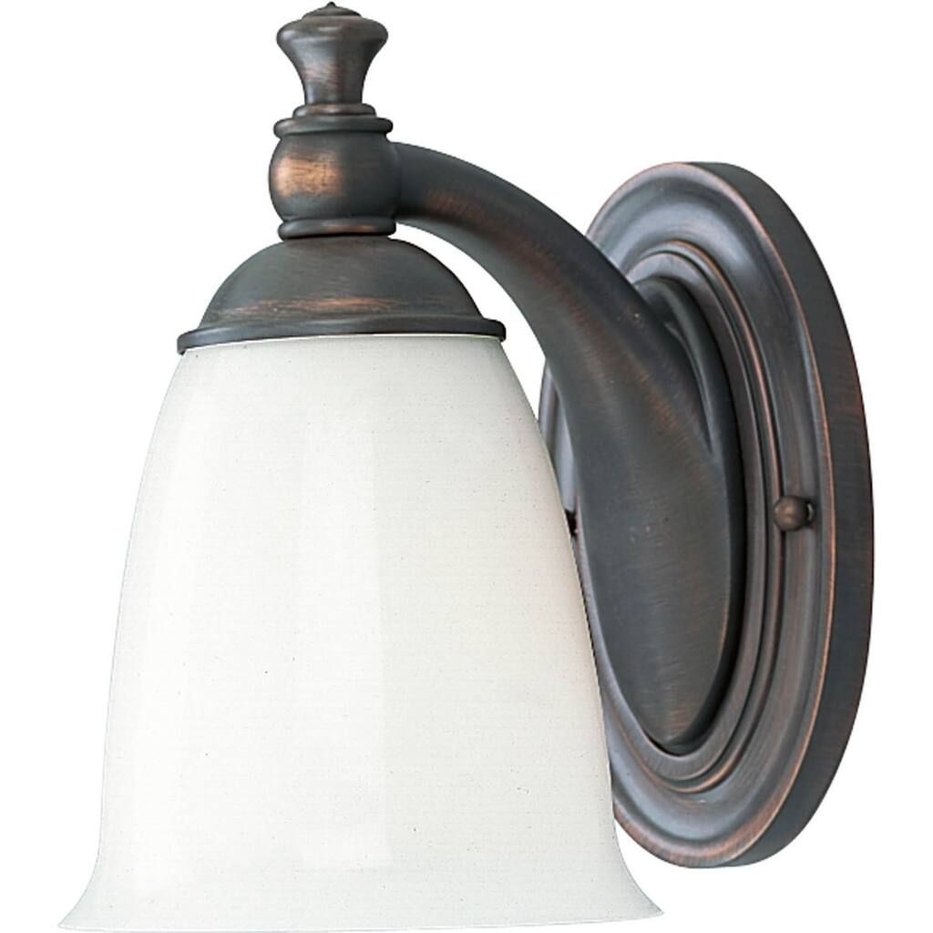 Victorian Collection 1-Light Venetian Bronze White Opal Glass Farmhouse Bath Vanity Light