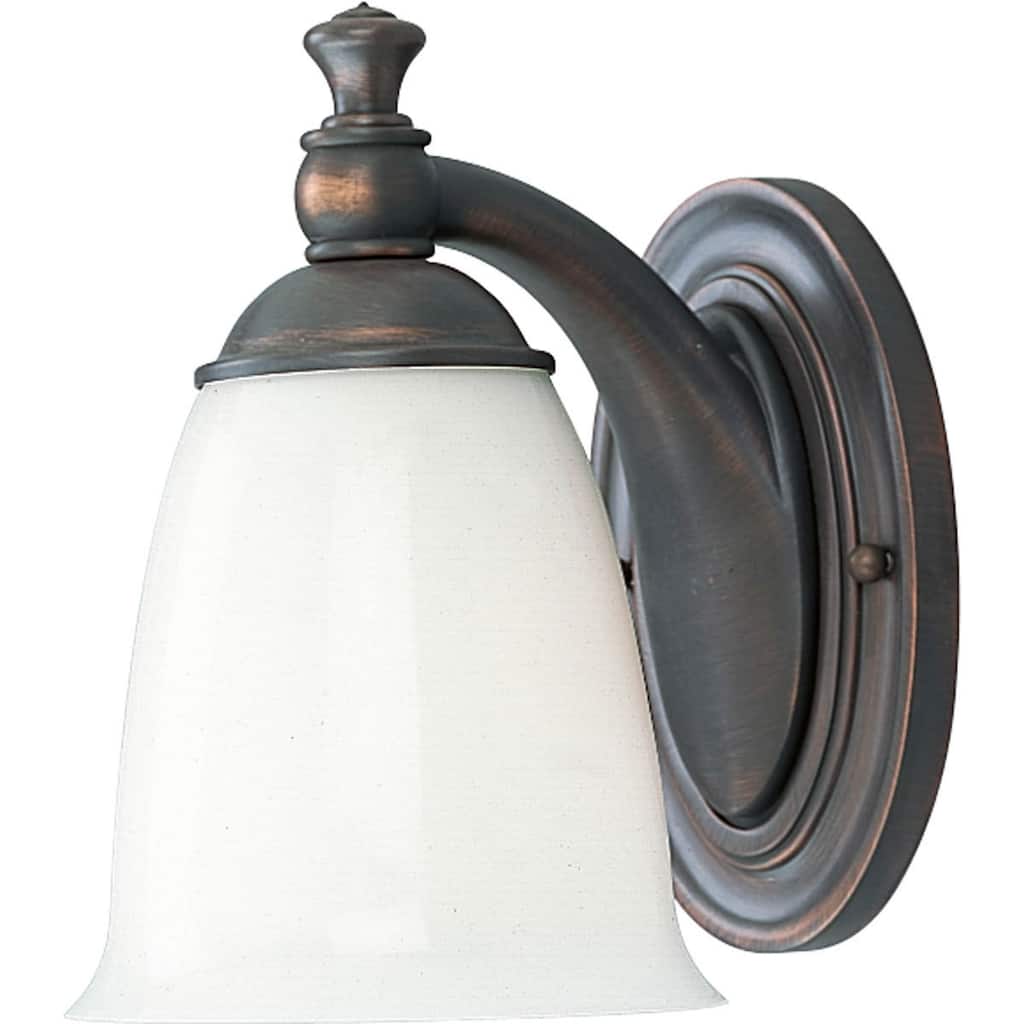 Victorian Collection 1-Light Venetian Bronze White Opal Glass Farmhouse Bath Vanity Light