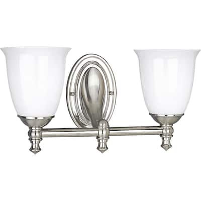 Progress Lighting Silvertone Victorian Collection 2-light Brushed Nickel Bath Light