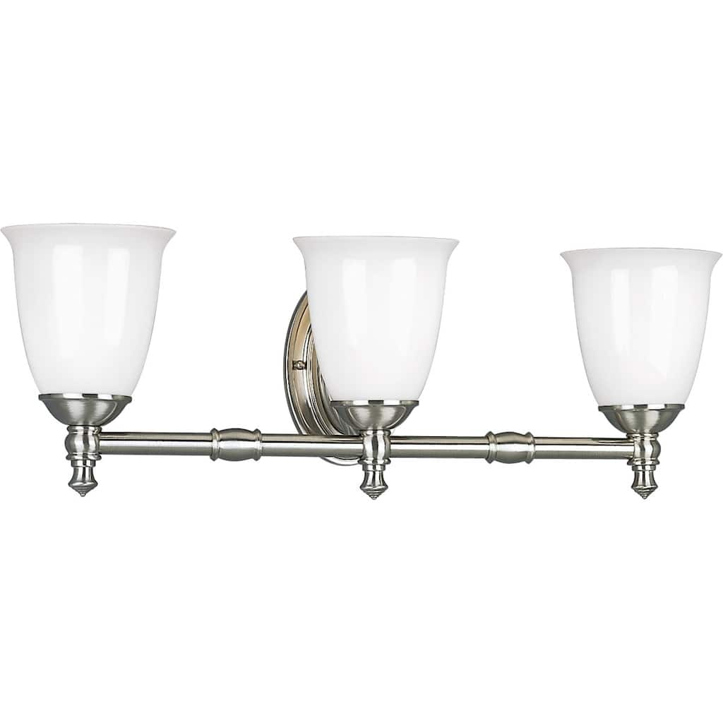 Progress Lighting Silvertone Victorian Collection 3-light Brushed Nickel Bath Light