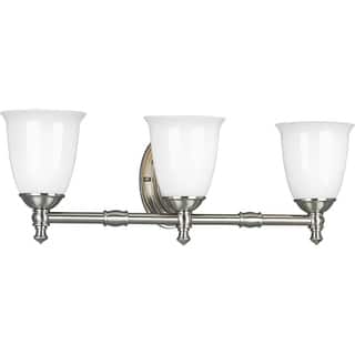 Progress Lighting Silvertone Victorian Collection 3-light Brushed Nickel Bath Light