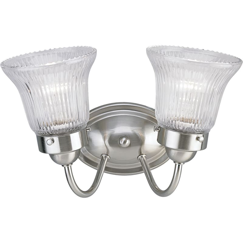 Progress Lighting Silvertone Fluted Glass 2-light Bath Light
