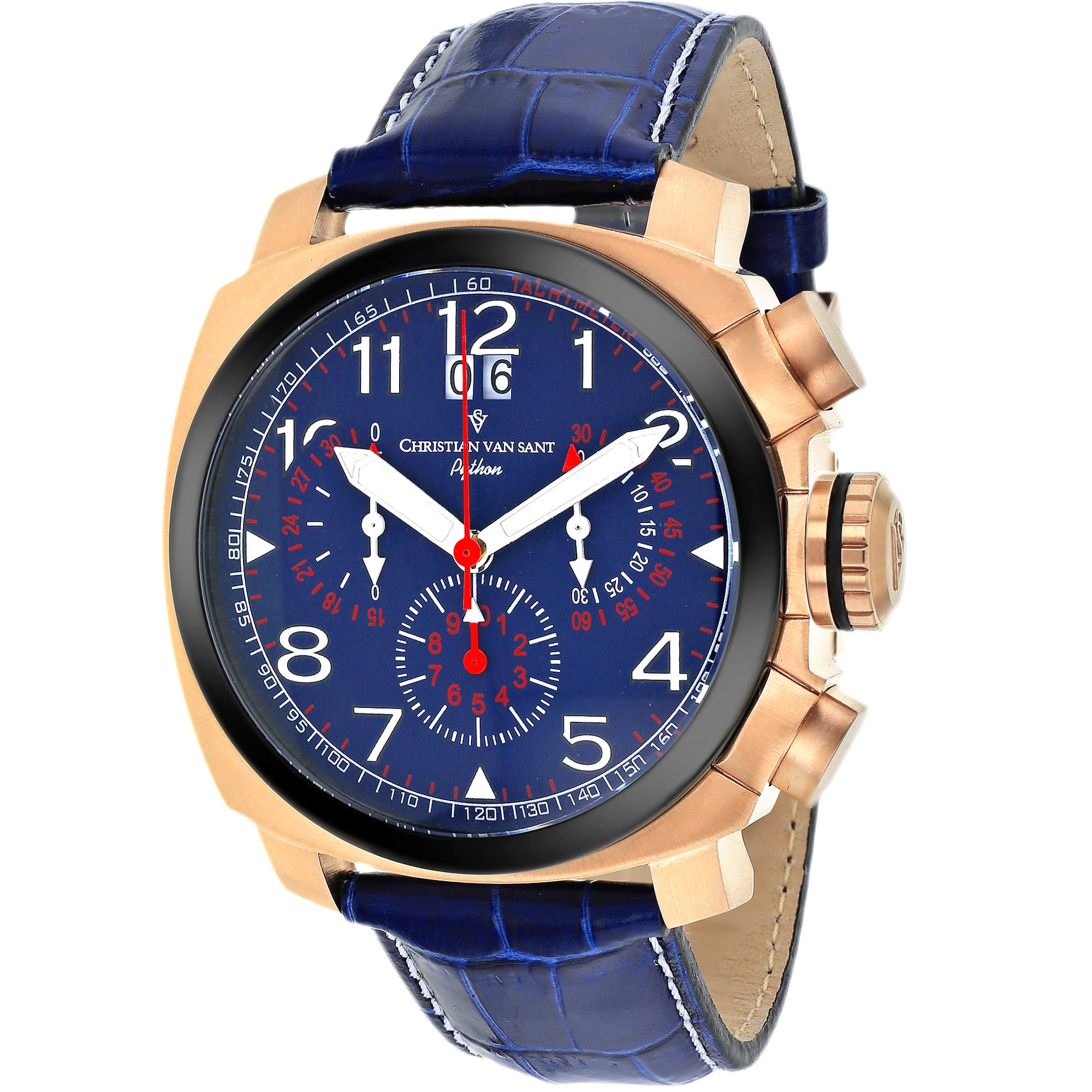 Christian Van Sant Mens Blue Grand Python Chronograph Watch