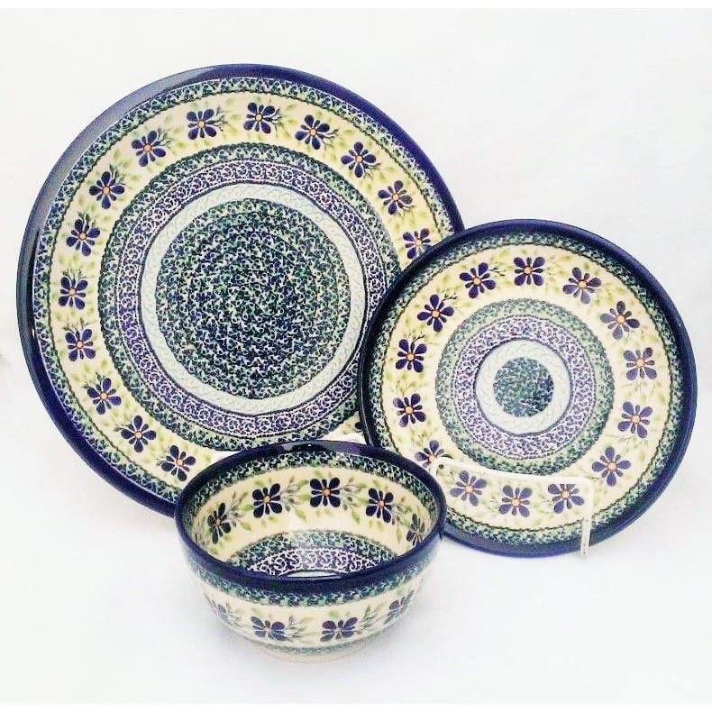 Dearest Friend Collection Blue/ Green Polish Stoneware 3-piece Dinnerware Set (Poland)