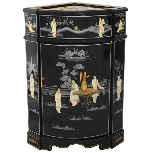 Shop Handmade Black Lacquer Mother Of Pearl Ladies Corner Cabinet