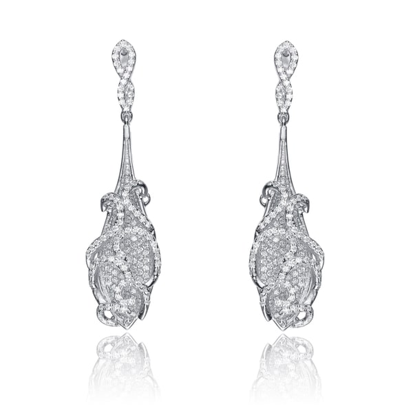 Collette Z Sterling Silver Cubic Zirconia Long Elegant Earrings Collette Z Sterling Silver Cubic Zirconia Long Elegant Earrings