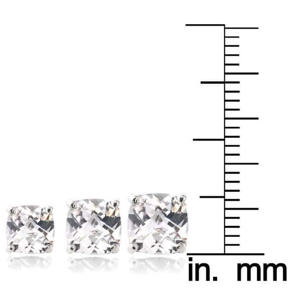 Sterling Silver Rhodium-plated 4mm Round White Topaz Post Earrings Sterling Silver Rhodium-plated 4mm Round White Topaz Post Earrings