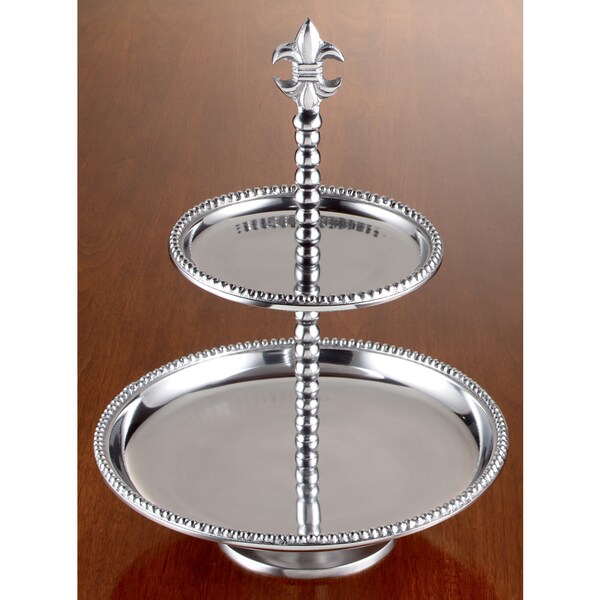 Beaded Fleur de Lis 2-tier Stand