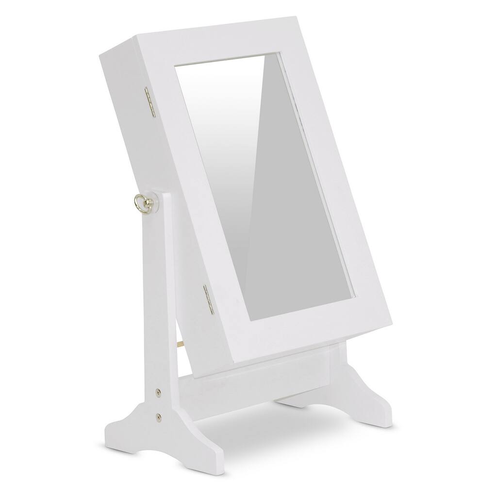 Crystal Mirrored Jewelry Cabinet in White