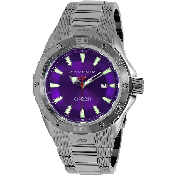 Android Men's Stainless Steel "Frontier Automatic" Purple Dial Watch