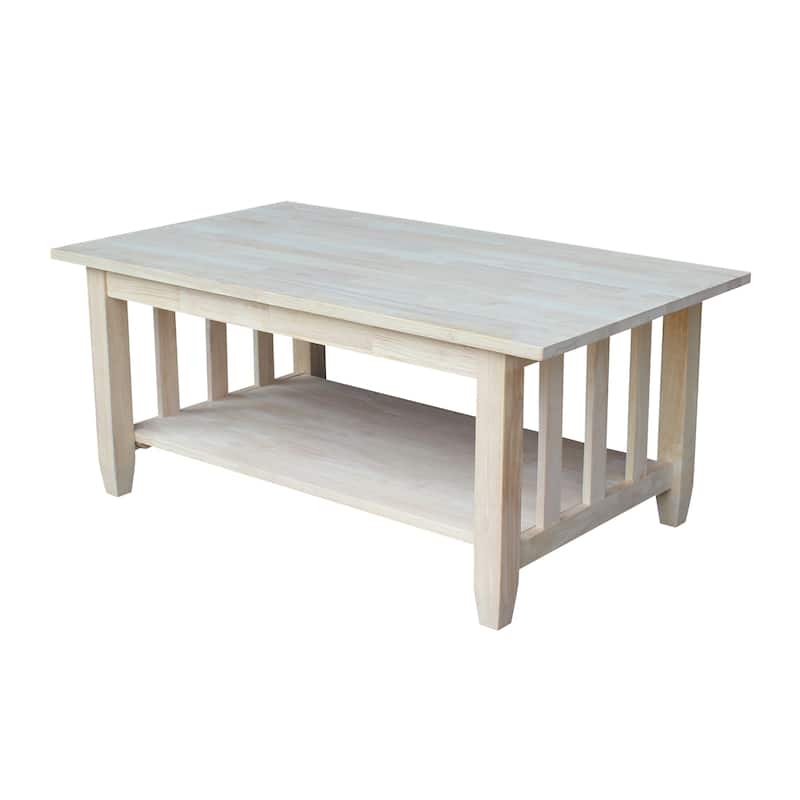 Unfinished Solid Parawood Mission Tall Coffee Table