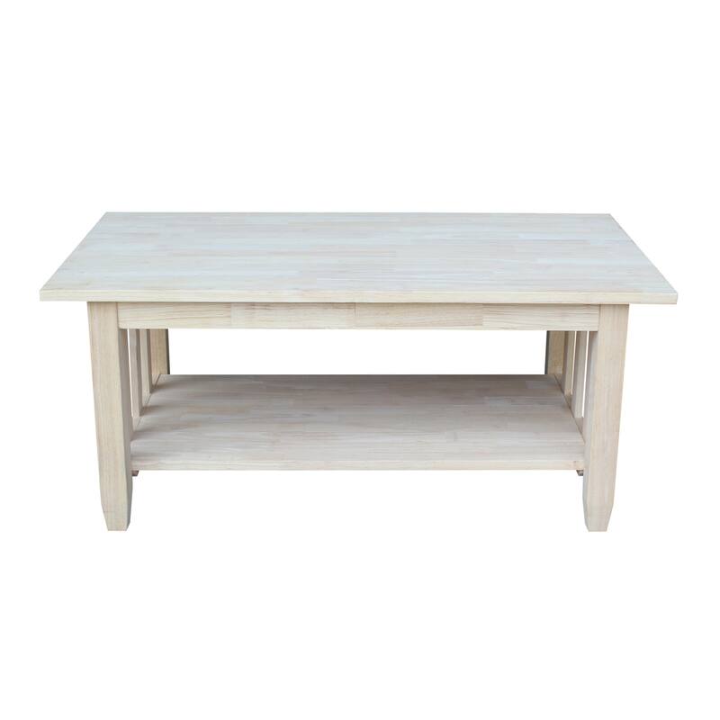Unfinished Solid Parawood Mission Tall Coffee Table