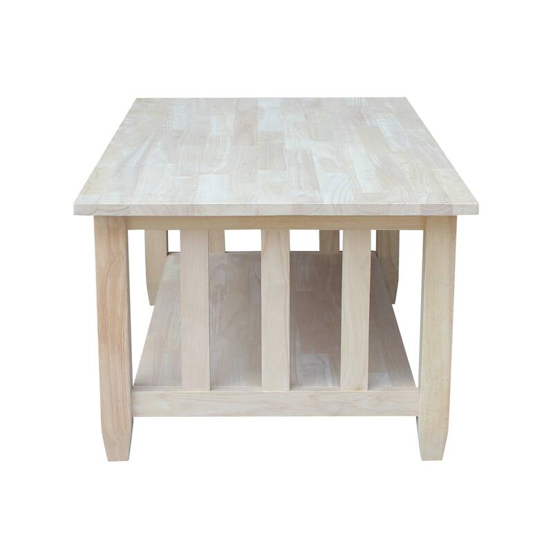 Unfinished Solid Parawood Mission Tall Coffee Table