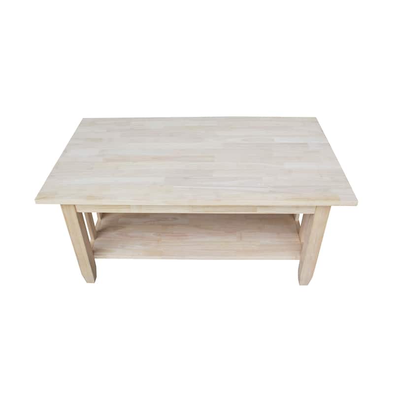 Unfinished Solid Parawood Mission Tall Coffee Table