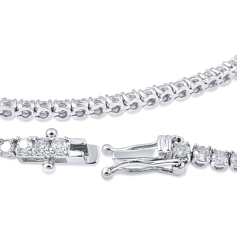 14k White Gold 3ct TDW Flexible Diamond Tennis Bracelet