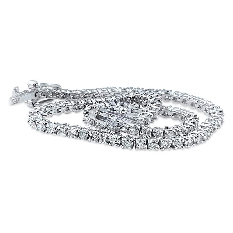 14k White Gold 3ct TDW Flexible Diamond Tennis Bracelet