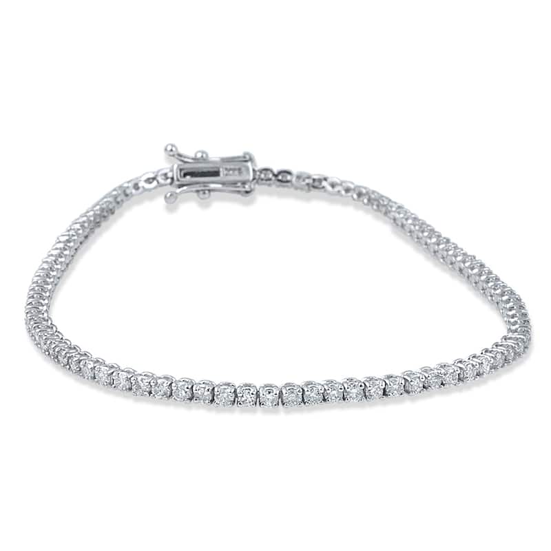 14k White Gold 3ct TDW Flexible Diamond Tennis Bracelet
