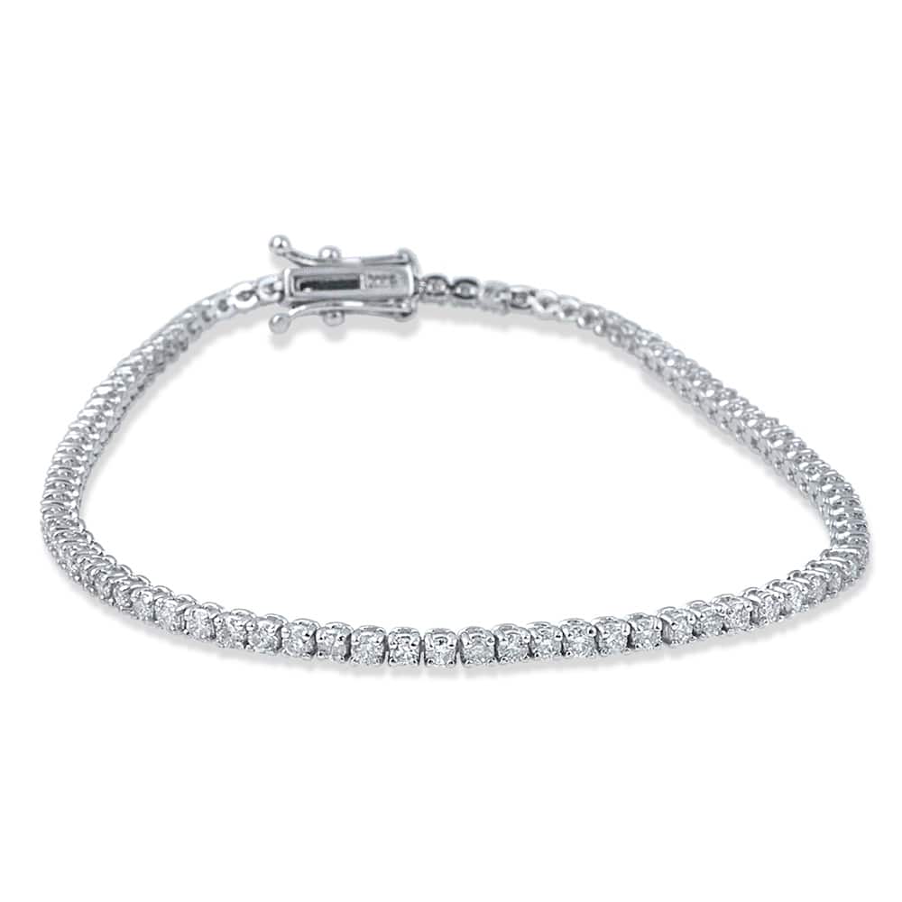14k White Gold 3ct TDW Flexible Diamond Tennis Bracelet
