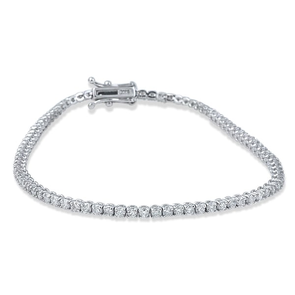 Shop 14k White Gold 3ct TDW Flexible Diamond Tennis Bracelet - Overstock - 9352529