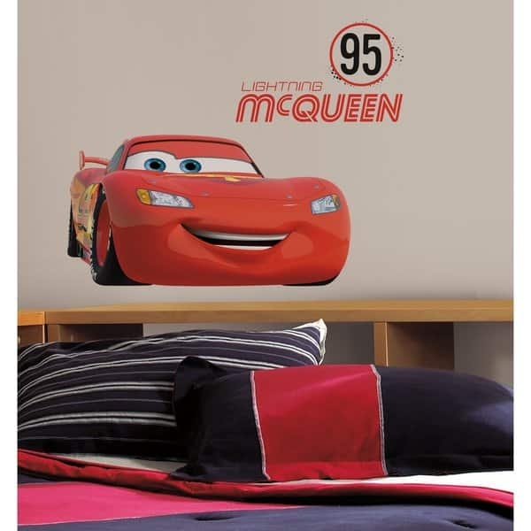 slide 2 of 3, Disney Lightning McQueen Number 95 Peel and Stick Giant Wall Decals