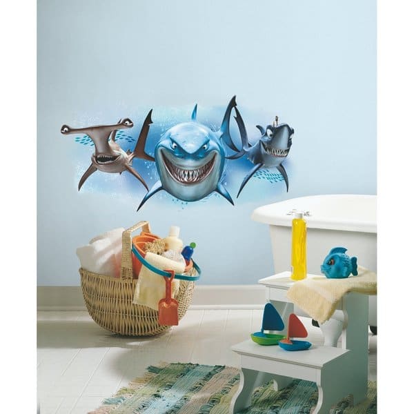 slide 1 of 1, Disney Finding Nemo Sharks Peel and Stick Giant Wall Decals