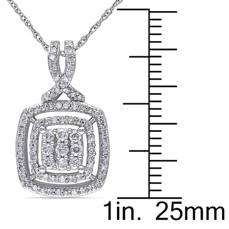 Miadora 10k White Gold 1/2ct TDW Diamond Square Necklace