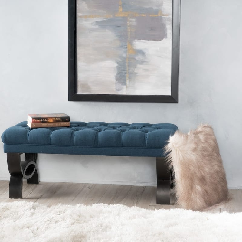 Scarlette Tufted Fabric Ottoman Bench by Christopher Knight Home - 41.00" L x 17.25" W x 16.75" H