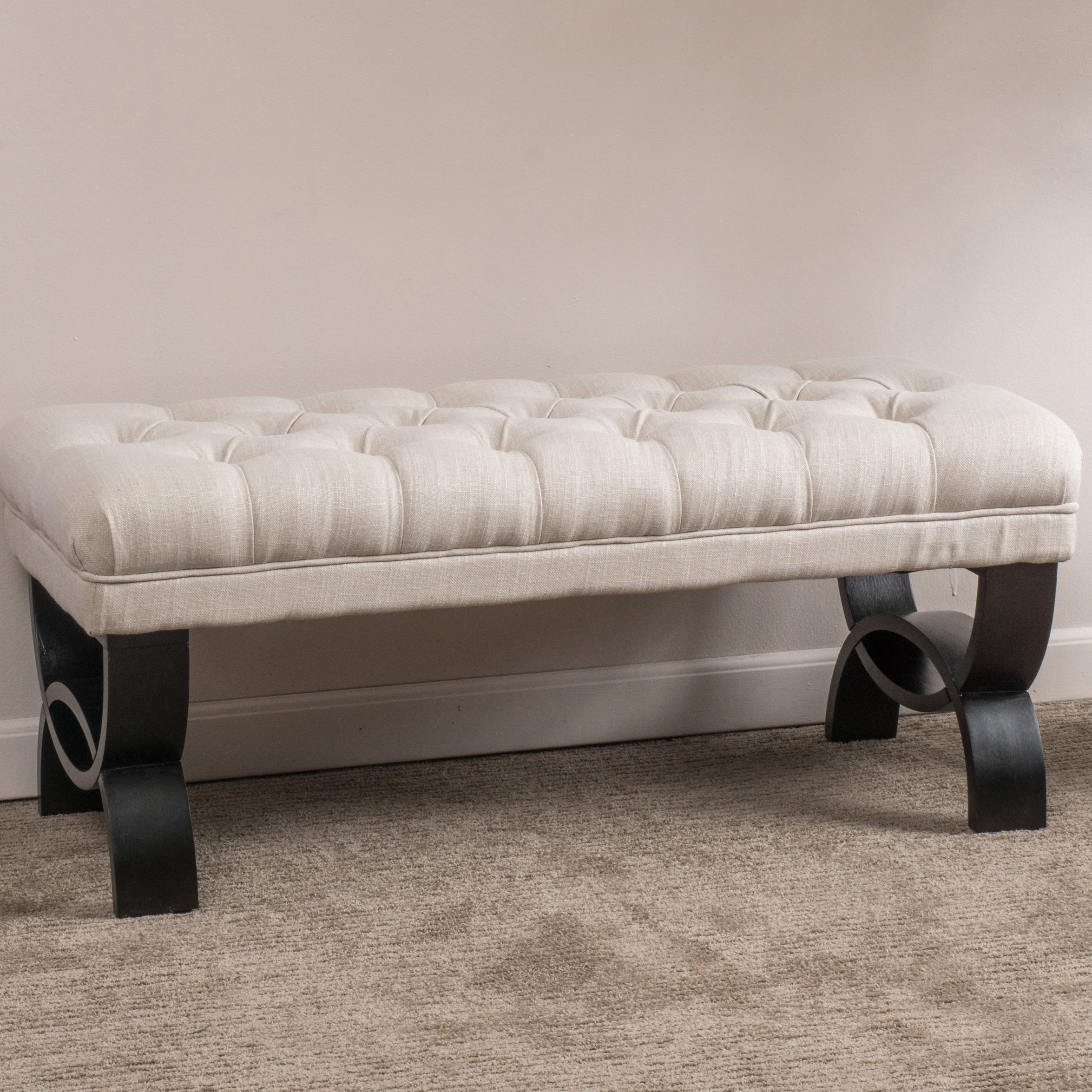 Shop Scarlette Tufted Fabric Ottoman Bench By Christopher Knight