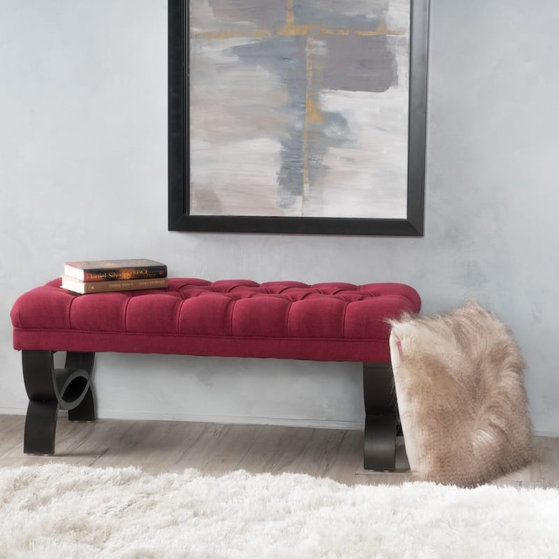 Scarlette Tufted Fabric Ottoman Bench by Christopher Knight Home - 41.00" L x 17.25" W x 16.75" H