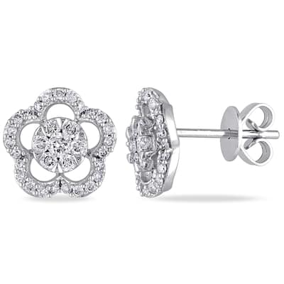 Miadora 14k White Gold 1/2ct TDW Diamond Earrings