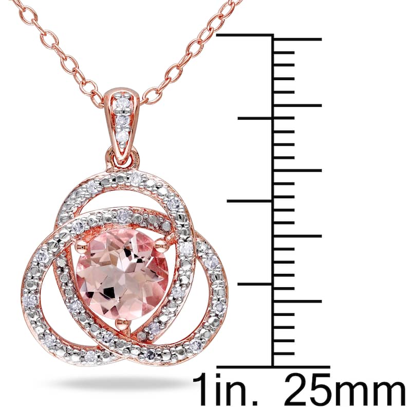 Miadora Rose Plated Silver Morganite and 1/10ct TDW Diamond Necklace (H-I, I2-I3)